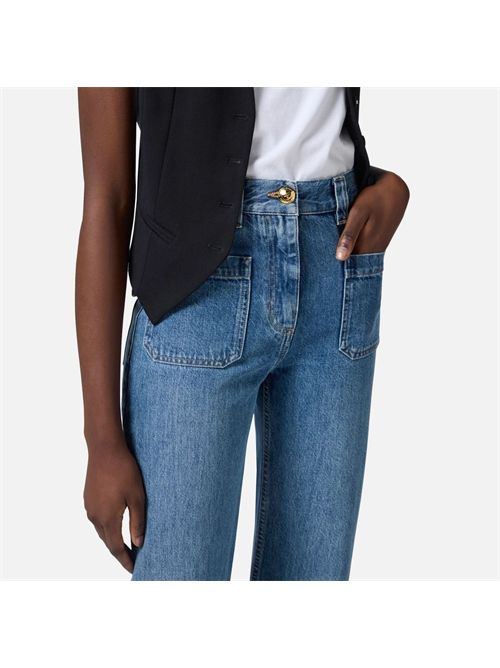 Jeans crop a palazzo con tasche applicate ELISABETTA FRANCHI | PJ91I51E251E2139